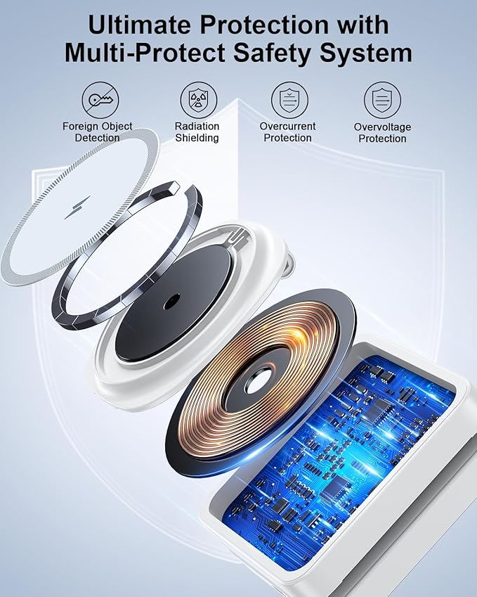 2026 Magnetic Wireless Charging Station - ADADPU 3 in 1 Foldable Charger Stand for Multiple Apple Devices, Travel Charging Pad for iPhone 17 16 15 14 13 12 Pro Max Plus, for Apple Watch AirPods