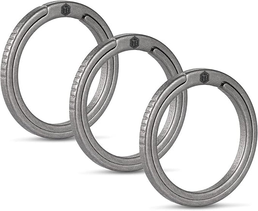 KeyUnity Titanium Flat Key Rings, 33/25/17.5mm Side Pushing Split Ring for Key Carabiner Flashlight Knife Dog ID Collar Tag