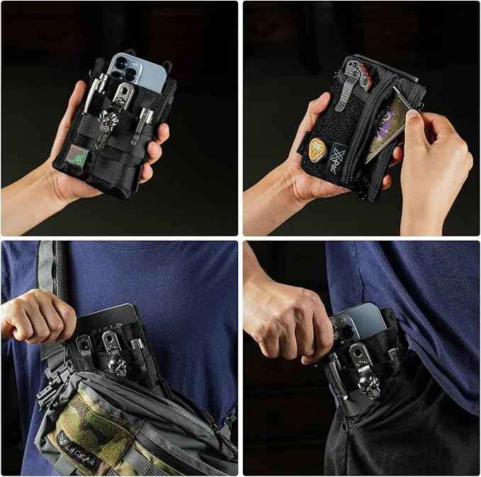 VIPERADE VE16 Pocket Organizer, EDC Pouch for Men, 7 Pockets EDC Pocket Organizer EDC Pouch for Everyday Carry, Multitool Pocket Pouch Wallet for EDC Gears, Pocket Pouch for Men