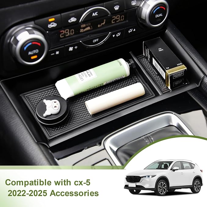 HGWEI Center Console Organizer Compatible with Mazda CX-5 2022 2023 2024 2025 Interior Accessories, CX5 Front Console Secondary Insert Tray Armrest Storage Box Compartment Holder (Not Fit 2026) Black
