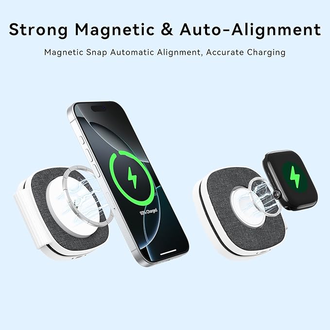 Charging Station for Apple Multiple Devicesï¼? in 1 Foldable Wireless Charger for Magnetic Wireless Charger Station Travel Charging Pad for Apple iPhone 17 16 15 14 13 12 Series& Apple Watch& Airpods