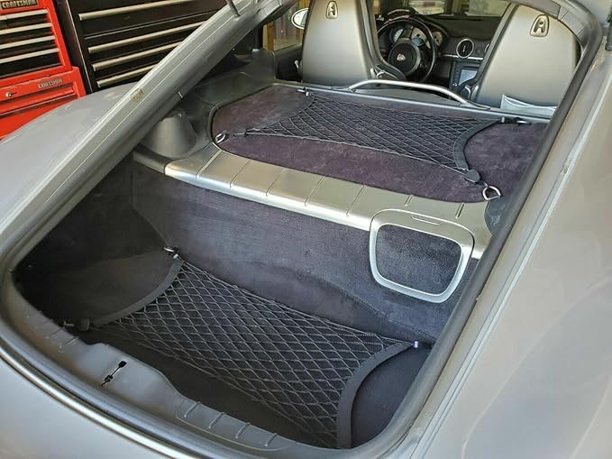EACCESSORIES EA(Qty.2)Trunk Organizer Cargo Net for Porsche Cayman 2006–2025 – Floor Style Cargo Nets for Coupe–Premium Mesh Elastic Car Trunk Organizer Vehicle Carrier Storage–Compatible with Cayman