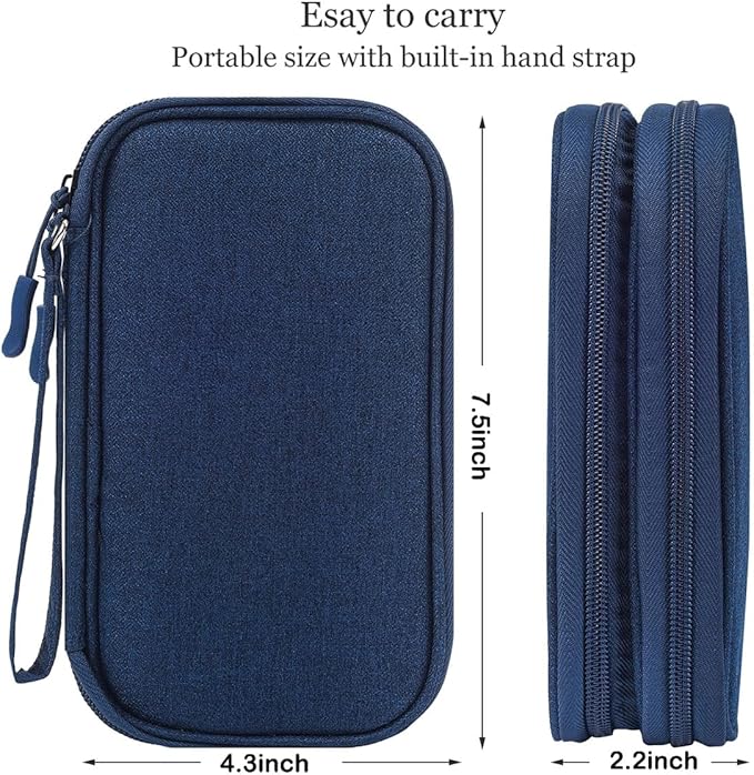 CAAORDKSO Electronic Organizer, Travel Cable Organizer Bag Pouch Electronic Accessories Carry Case Waterproof Electronic Bag for Cable, Cord, Charger, Phone, Power Bank, Earphone (Navy Blue, Medium)