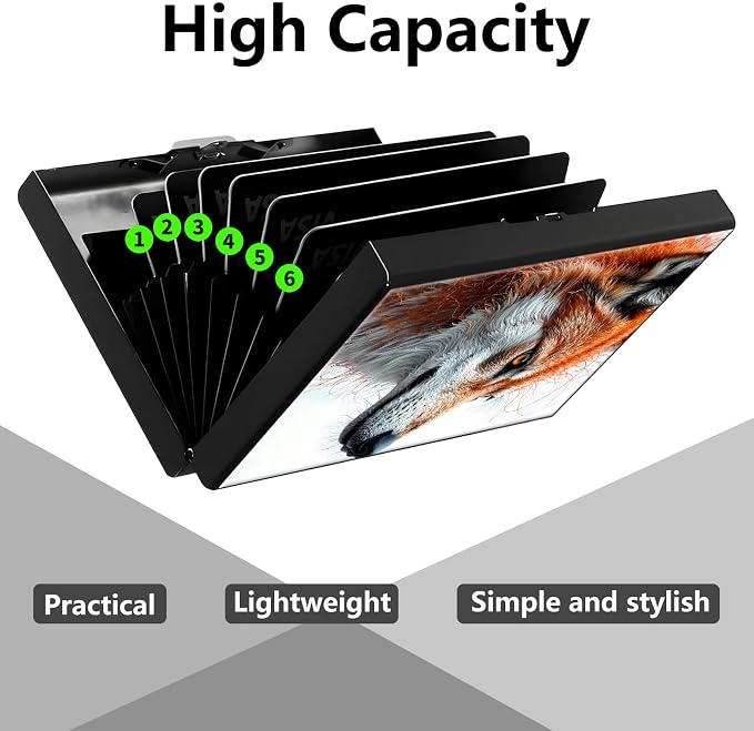 Credit Card Holder Cute Dog Design Mini RFID Blocking Aluminum Wallet Slim Metal Hard Cover Shell Travel Wallet ID Cases Small Credit Cards Case Business Cards for Women Men Girls