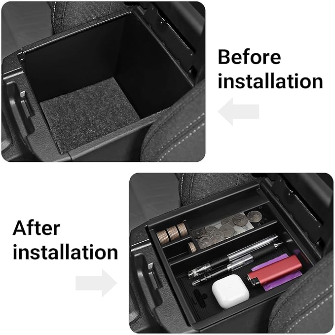 YOJOJOCO 2PCS Center Console Organizer Compatible with Toyota 2016-2020 2021 2022 2023 Tacoma Accessories ABS Material Armrest Hidden Storage Box