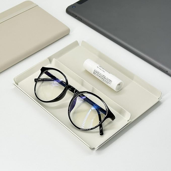 Aluminum Organizer Tray for Desk & Entryway - Minimalist Metal Catchall for Keys, Jewelry, Wallet | A7 Tall, Ivory | by PROGETTO2.70
