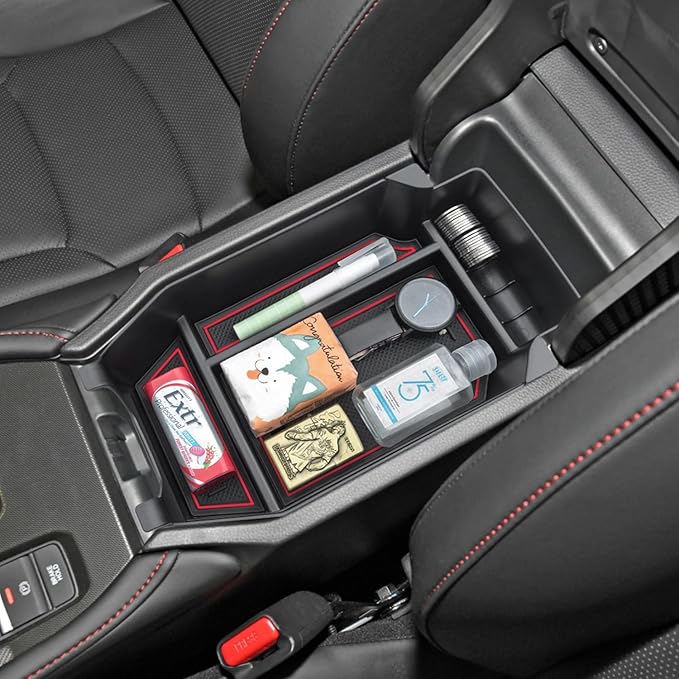 PIMCAR Compatible with 2023-2026 Honda Accord LX EX Sport EX-L Sport-L Touring Hybrid Center Console Organizer ABS Plastic Material 11th Gen Accord Armrest Box Insert Tray Pallet Accessories -Red