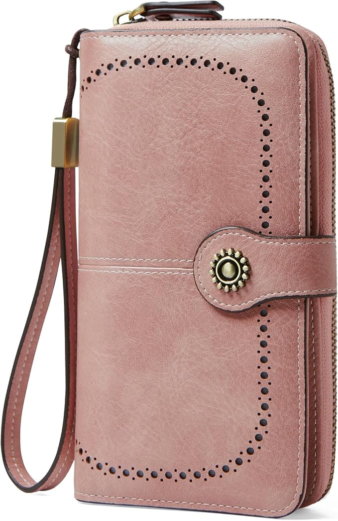 TFKGS Wallet for Women RFID Blocking Leather Large Capacity Card Holder Ladies Phone Clutch Travel Long Purse Wristlet | RFID Blocking, Leather, Large Capacity, Ladies, Travel