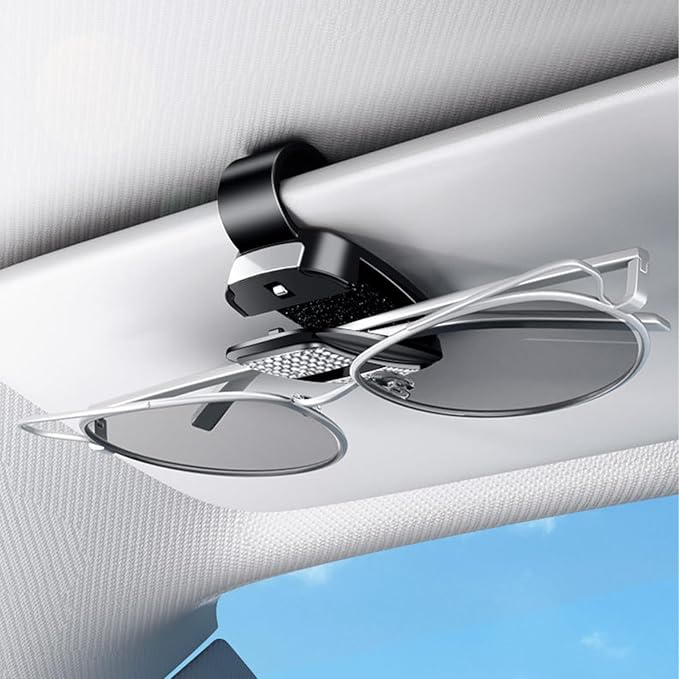 Sunglass Holder for Car Visor Clip, Push-Button Opening Car Sunglass Holder, Visor Sunglasses Holder Clip, Fits Cars, Trucks, SUVs and More (Diamond Surface Style)