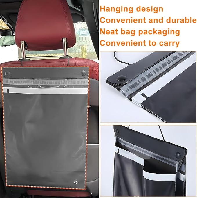 Mandark Car Trash Bag, 40PCS Disposable Large Capacity Hanging Garbage Pocket for Travel Camping, Portable Self Adhesive Auto Rubbish Pouch Accessories, Universal for Vehicles