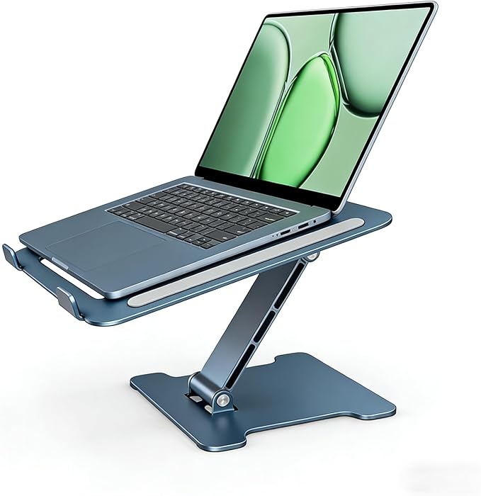 Foldable Aluminum Laptop Stand, Height Adjustable Ergonomic Riser for Collaborative Work,Tablet, Reading and More. Portable Laptop Stand for All 10-16" (Gray)