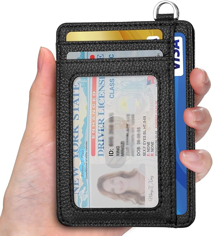 EcoVision Slim Minimalist Front Pocket Wallet, RFID Blocking Credit Card Holder Wallet with Detachable D-Shackle for Men Women