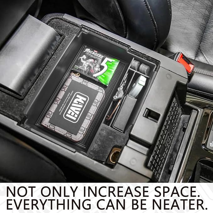 HGWEI Center Console Organizer Compatible with Ford Explorer 2020 2021 2022 2023 2024 2025 2026 Interior Accessories, Coin Holder Armrest Secondary Storage Box Container Insert Divider Tray, Black