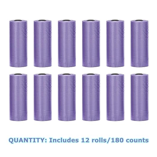 Ginsco 0.8 Gallons Disposable Trash Bags for Mini Car Trash Can, Portable Small Car Garbage Bags, Cars Accessories, Mini Trash Bags, Plastic Trash Bag for Cars/Home/Office (12 Rolls/180 Counts) Purple