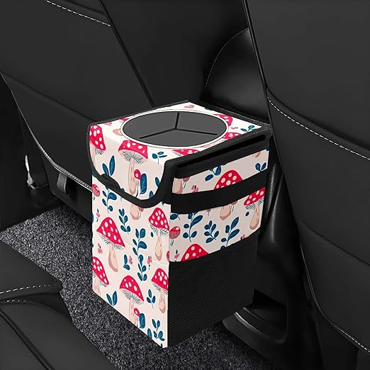 Car Trash Can – Multi-Purpose, Lightweight and Portable with Durable Water-Resistant Coating, No Installation Required, Practical and Ample Capacity, Variety of Colors.Mushroom