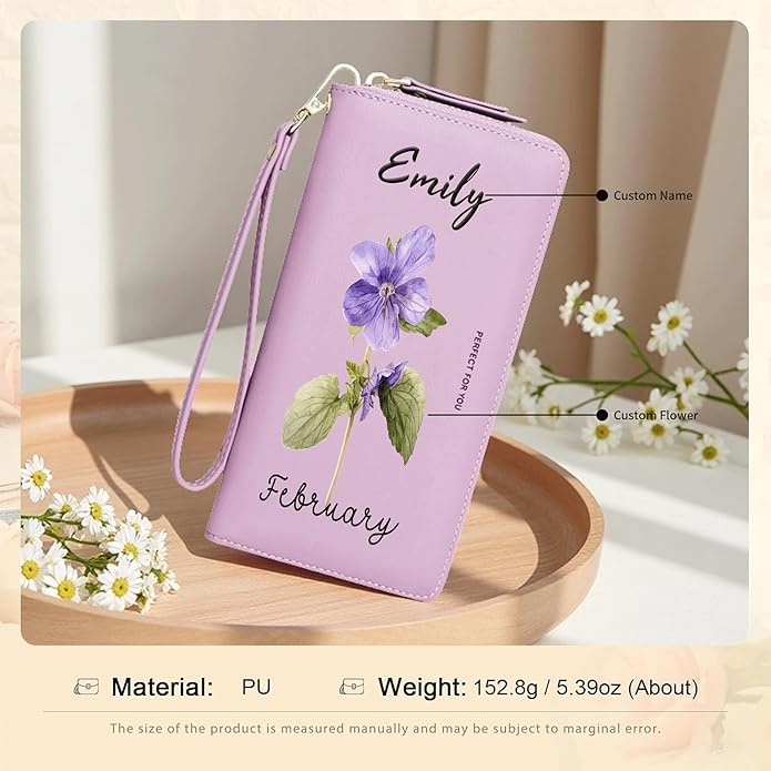 GEEAD Custom Design Wristlet Wallets for Women PU Leather RFID Blocking Wallet