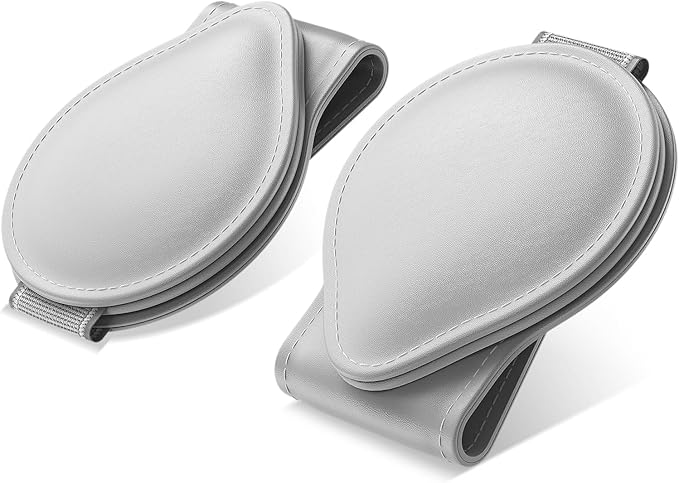 MoKo Sunglass Holder for Car, Leather Magnetic Sunglasses Holder for Car Sun Visor,Ticket Card Clip Sunglasses Mount Accessories for All Car Models, 2 Pack Grey