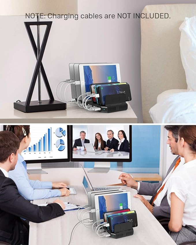 Unitek Fast Charging Station with Quick Charge 3.0, Multi USB Charger Station for Multiple Devices, iPhone, iPad, Tablet, Kindle-Black(UL Certified)