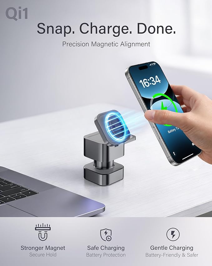 2026 New Magsafe Wireless Charging Station Apple 4 in 1 Charger Stand for Devices Supports iPhone 17 16 15 14 13 12 17e Apple Watch AirPods Series with Light (Gray)