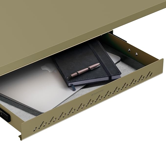 Desktronic Under Desk Drawer — Hidden Under-Desk Storage Organizer, Easy Install, Large Capacity Metal Sliding Drawer for Home Office, Standing Desk & Workstation (Green)