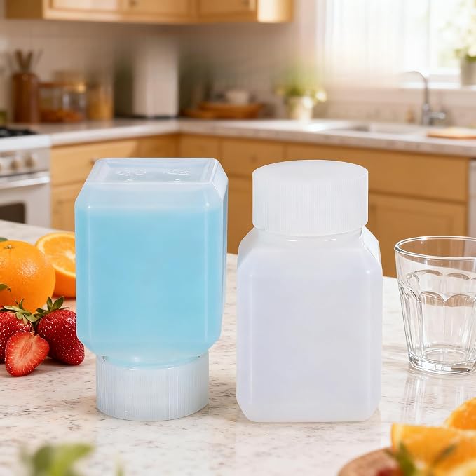 20ml Leak Proof Plastic Bottles with Caps for Liquids Sample, Reusable Small Bottles Containers for Travel, Camping and Hiking (Translucent, 10 Pcs)