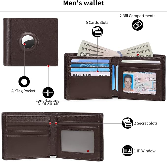FALAN MULE Wallet for Men Genuine Leather RFID Blocking Credit Card Holder for Men