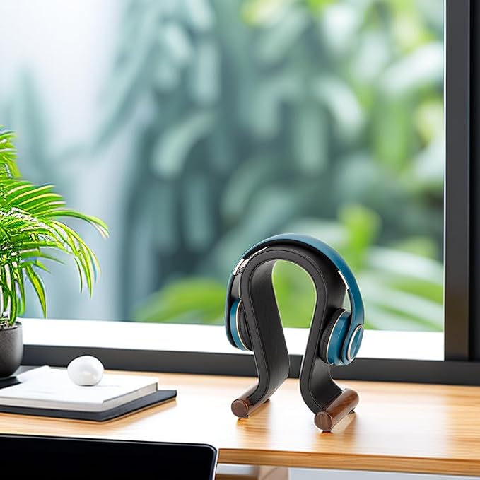 Wooden Headset Stand,Universal Earphone Hanger Holder for Gaming Headsets & DJ Studio Headphones Desktop Headphone Rack for All Headphone Size