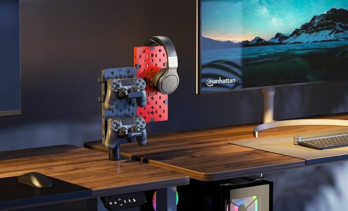 MANHATTAN Clamp-on Desk Pegboard ??360 Degree Rotatable, Desk-Mount ??Desktop Gaming & Office Organizer Accessories Holder ??Lifetime Mfg Warranty ??462518