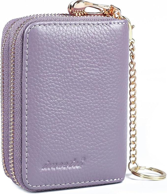 imeetu Rfid Credit Card Holder,Genuine Leather Businese Card Case,Rfid Blocking Wallet for Women & Men