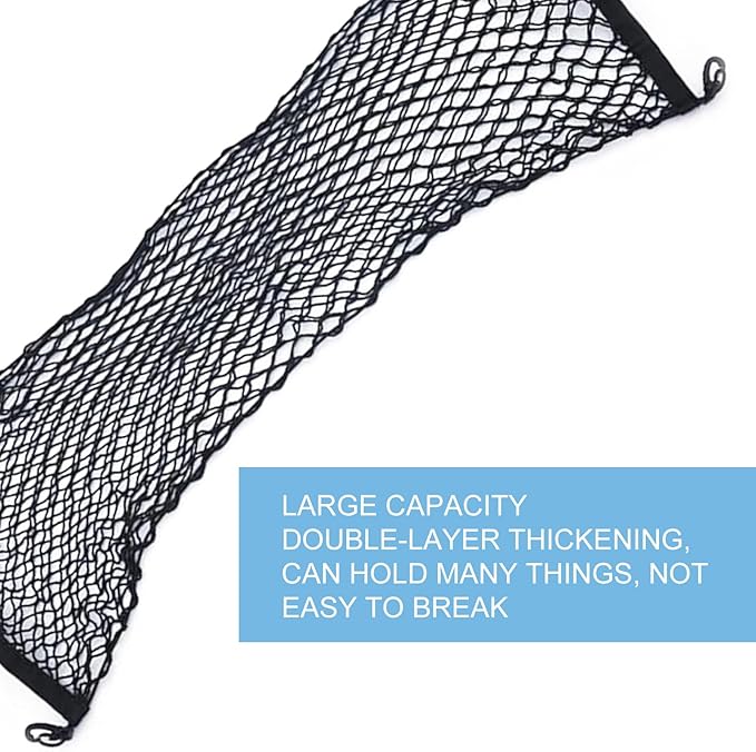 MLY Car Cargo Net, Trunk Net Stretchable Storage Mesh with Secure Hooks, Adjustable Storage Mesh, Universal Trunk Cargo Net for SUV, Sedan (43.3x15.8 Inch)