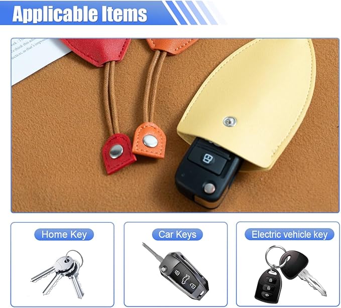 KITUREK 8PCS Pull Out Car Key Case, PU Leather Keychain Protective Bags, Large-Capacity Key Case Holder, Creative Key Case Cover for Halloween Christmas Presents