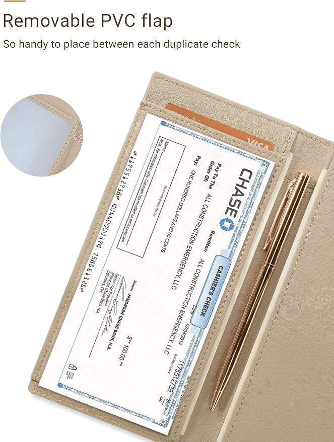 Zreal Checkbook Cover for Men & Women, Premium Vegan Leather Checkbook Holder for Duplicate Checks with RFID Blocking (Tan)