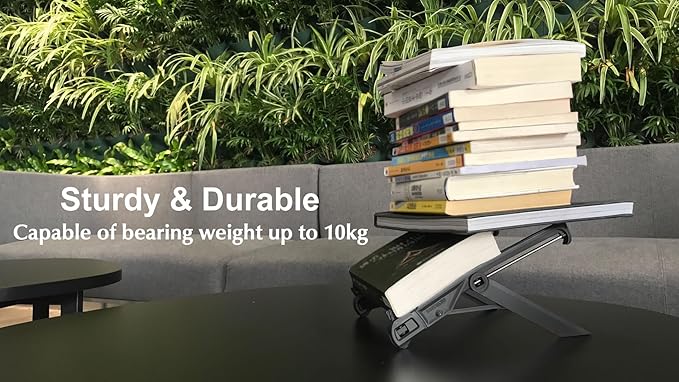 K7 Laptop Stand, Foldable Portable Laptop Stand,Black, Lightweight Ergonomic Laptop Riser for Desk for Laptops universial fit,one Step for Open & Close Design,Compact for Travel,Office,Home,Library