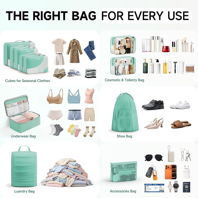 OlarHike 11 Set Packing Cubes for Travel, Gifts for Women Mom,Anti-Tearing Suitcase Organizer with Over 1000 pcs Mesh Holes,Vacation Essentials & Accessories for Cruise Ship