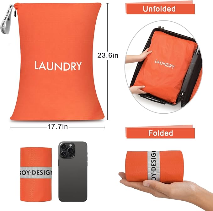 WiseBoy 2 Pack Laundry Bags, Travel Laundry Bag for Dirty Clothes, Washable Nylon Wet Dry Bag, Swimming Yoga Bathing Suit Workout Wet Dry Bags
