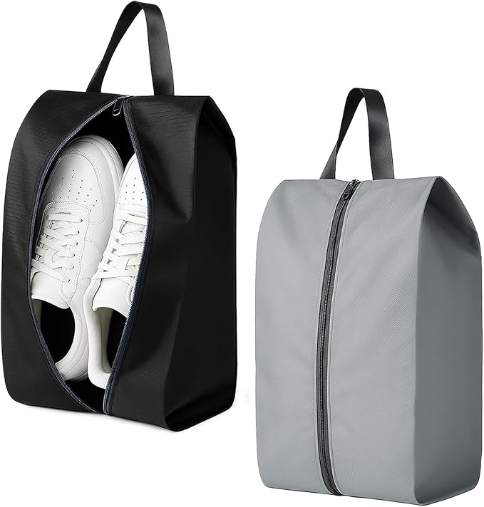 Travel Shoe Bags 2-Pack for Packing in Suitcase – Water-Resistant Shoe Storage Pouches with Zipper and Handle, Portable Bags for Gym, Sports, Cleat and Ballet