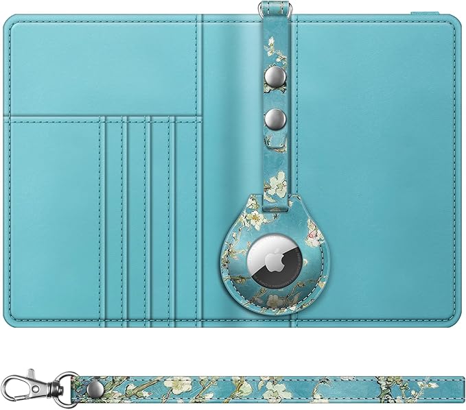 Fintie Passport Holder with Airtag Holder, Slim Travel Wallet RFID Blocking Passport Cover Protector Essentials with Credit Card Slots for Women/Men
