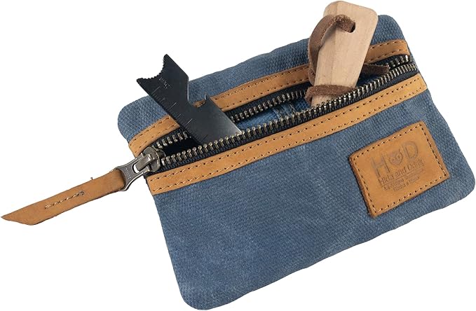 Hide & Drink, Multi-Tool Pocket Pouch, Compact Multipurpose EDC Zippered Bag, Mini Camping Tool Case, Waxed Canvas, Knife Holster, Handmade Slim Organizer