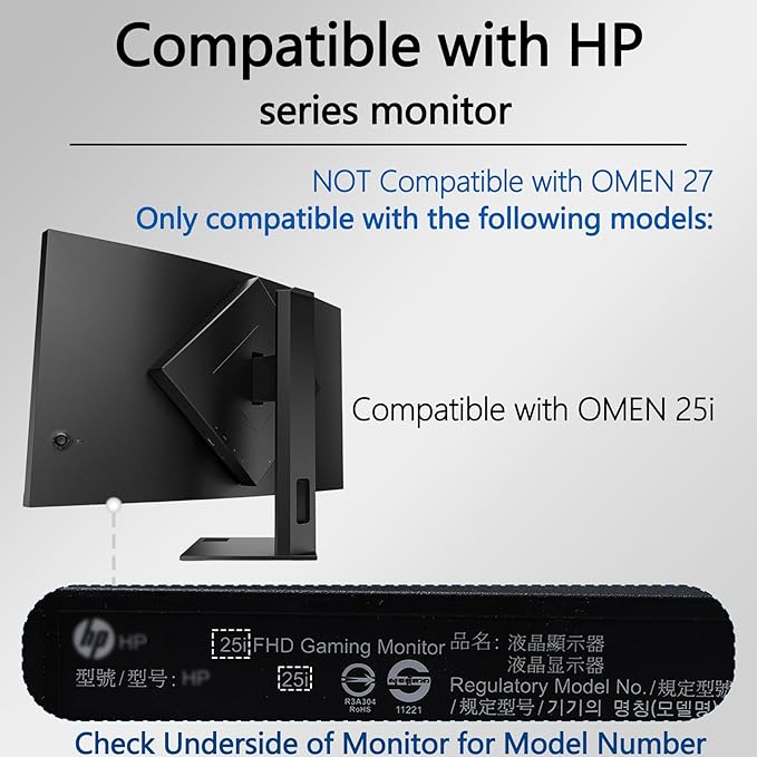 25i VESA Adapter Compatible with HP 25" Monitor（Compatible with OMEN 25i）â€?75x75 to 100x100 Wall Mount Bracket
