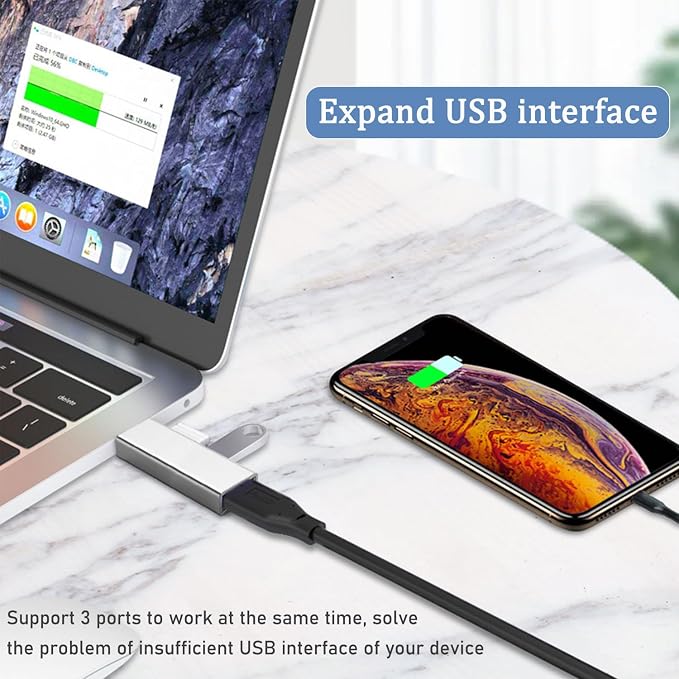 USB 3.0 Hub, VIENON Aluminium 3-Port USB Hub USB Splitter USB Expander for Laptop, Xbox, Flash Drive, HDD, Console, Printer, Camera,Keyborad, Mouse (Grey)