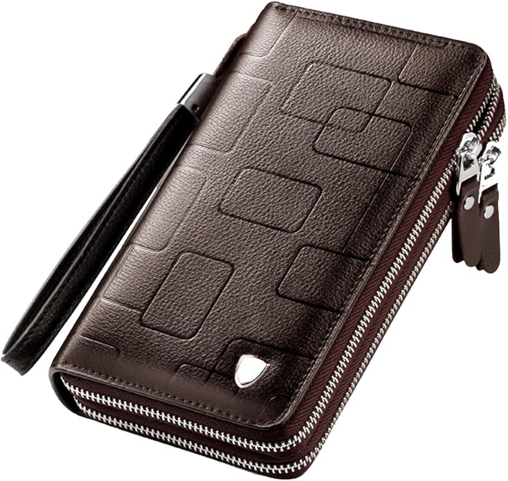 KPYWZER Leather Clutch Purse Wallet Men Wrist Bag