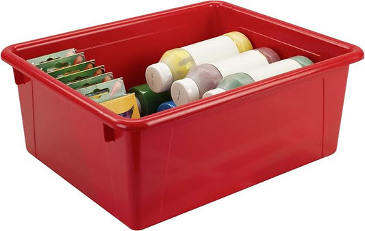 Storex Letter Size Deep Storage Tray – Organizer Bin for Classroom, Office and Home, Red, 5-Pack (62525A05C)