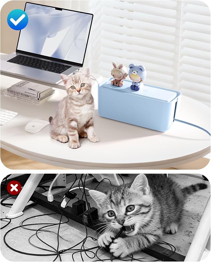 ORICO Cable Management Box, Cord Hider Box to Conceal Power Strips on Desk or Floor, Keeping Cords Tidy and Protected from Damage, Stylish Cable Organizers for Home, Office, School - PB01
