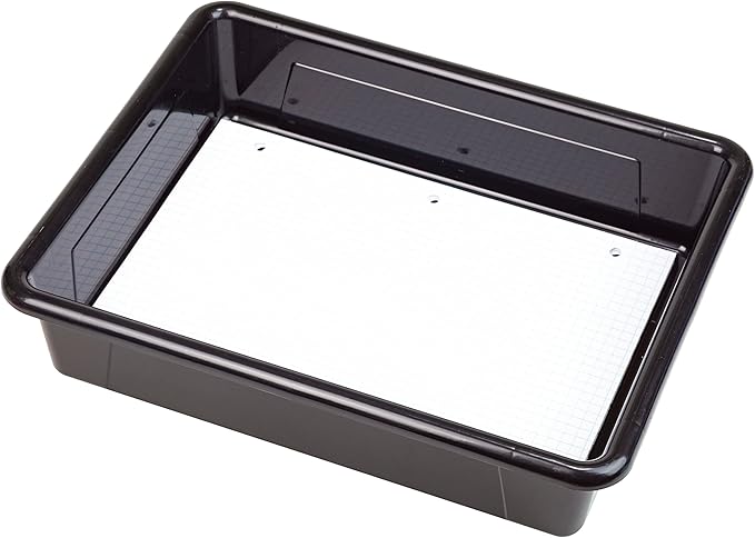 Storex Letter Size Flat Storage Tray – Organizer Bin with Non-Snap Lid for Classroom, Office and Home, Black, 5-Pack (62535A05C)
