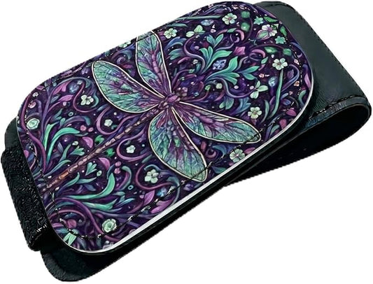 Dragonfly Car Sunglasses Holder Magnetic Leather Glasses Clip for Car Sun Visor Cute Dragonfly Cars Accessories Eyeglass Hanger Organizer Universal Visor Clip for Women and Men Gifts Decor
