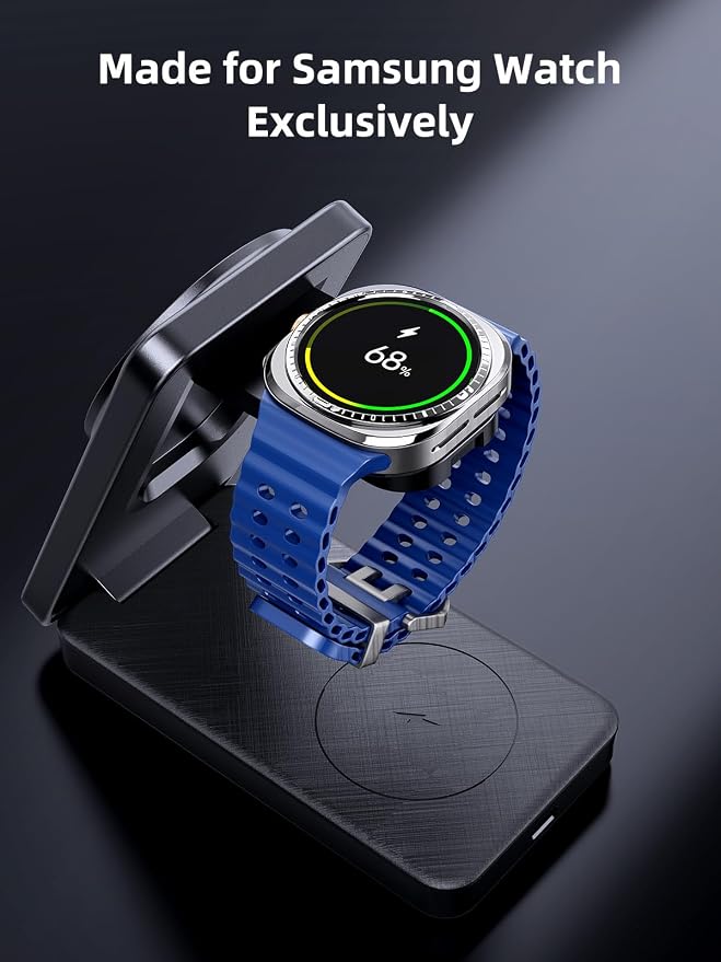 3 in 1 Magnetic Wireless Charger for Samsung, Foldable Android Charging Station for Galaxy S26/S25 Ultra /S24/Z Fold 7/Flip 7, Magnetic Watch Charger Stand for Galaxy Watch Ultra 8/7/Buds 4 for Travel