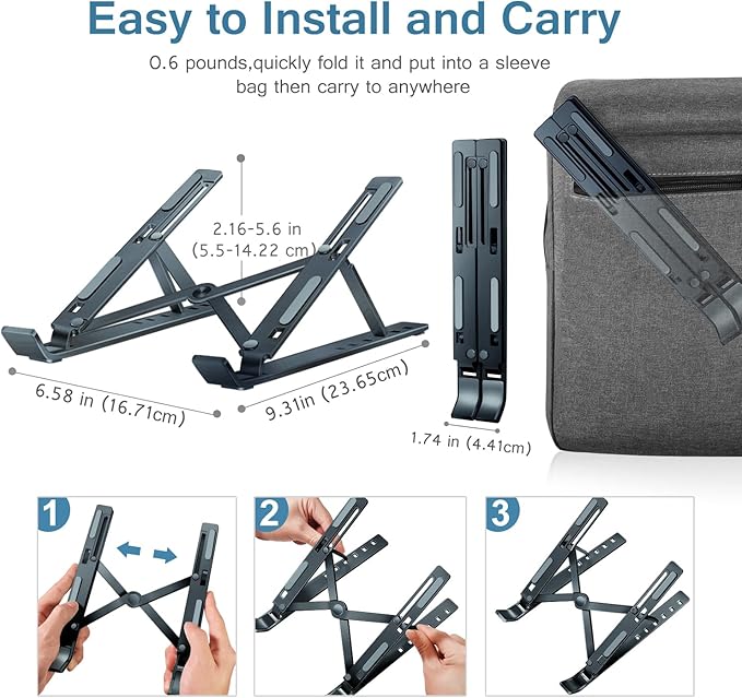 ivoler Laptop Stand, Laptop Holder Riser Computer Tablet Stand, 6 Angles Adjustable Aluminum Ergonomic Foldable Portable Desktop Holder Compatible with MacBook,iPad 10-15.6??Midnight Blue