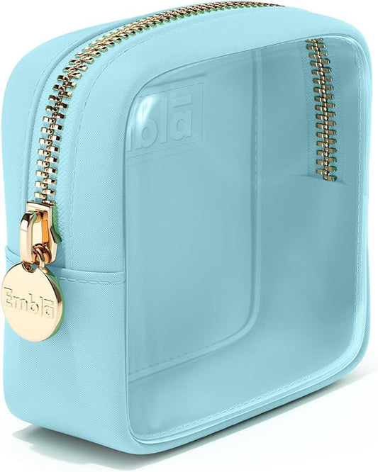 Embla Clear Small Makeup Bag for Purse Cute Mini Make Up Nylon Organizers Tiny Cosmetic Bags for Women Girls Little Toiletry Travel Pouches Zipper Skincare Pouch Organizer Turquoise