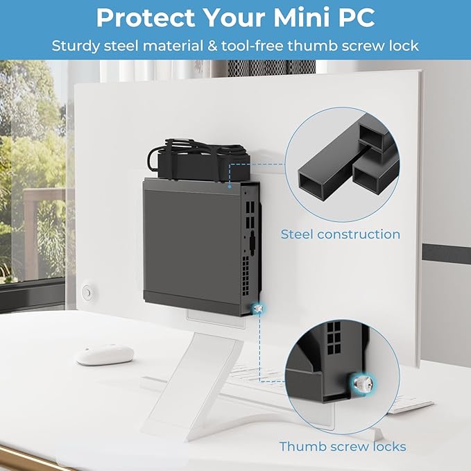 Mini PC Mount for Dell OptiPlex MFF and Pro Micro PC VESA Wall and Under Desk Mount for Dell OptiPlex Micro Pc Mounting Bracket for Dell QCM1250 7050 7080 5070 7020 3000 7060 and More with Mouse Pad
