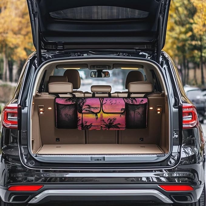 Sunset Car Trunk Organizer and Storage,Backseat Hanging Organizer,Super Capacity,Trunk Organizer for SUV,Van Car Interior Accessories